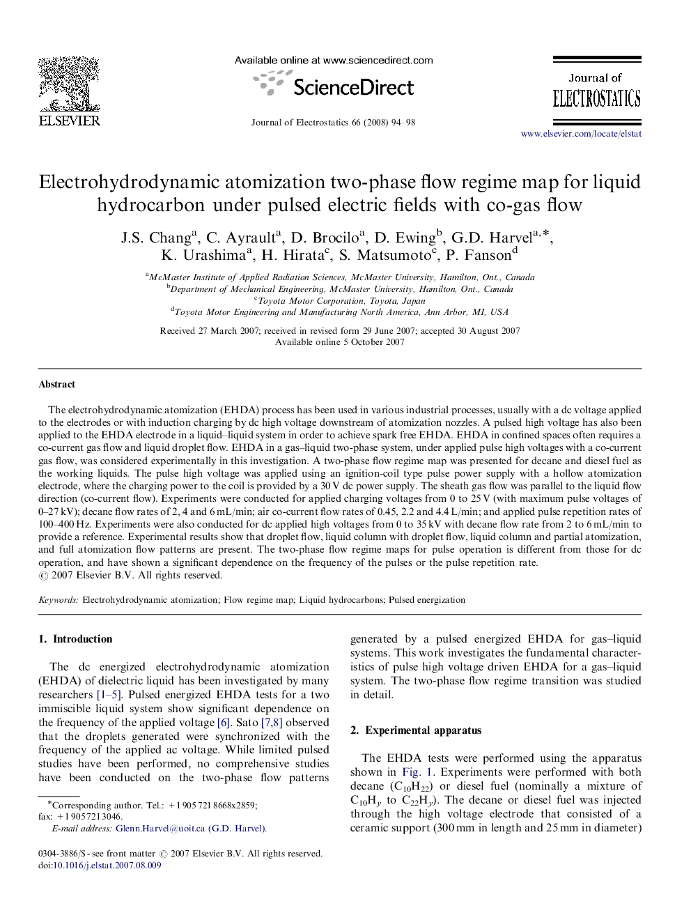 Electrohydrodynamic atomization two-phase flow regime map for liquid hydrocarbon under pulsed electric fields with co-gas flow