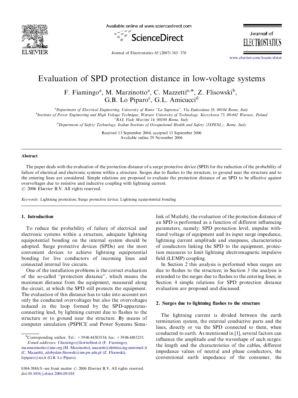 Evaluation of SPD protection distance in low-voltage systems