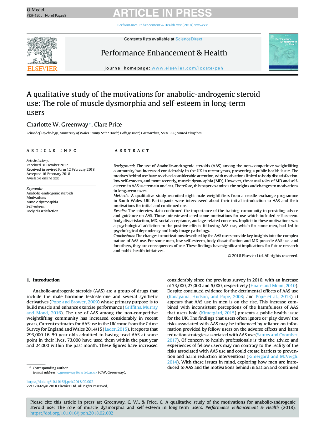 یک مطالعه کیفی انگیزه های استفاده از استروئید آنابولیک آندروژنیک: نقش دیستورفیا عضلانی و عزت نفس در افراد درازمدت 