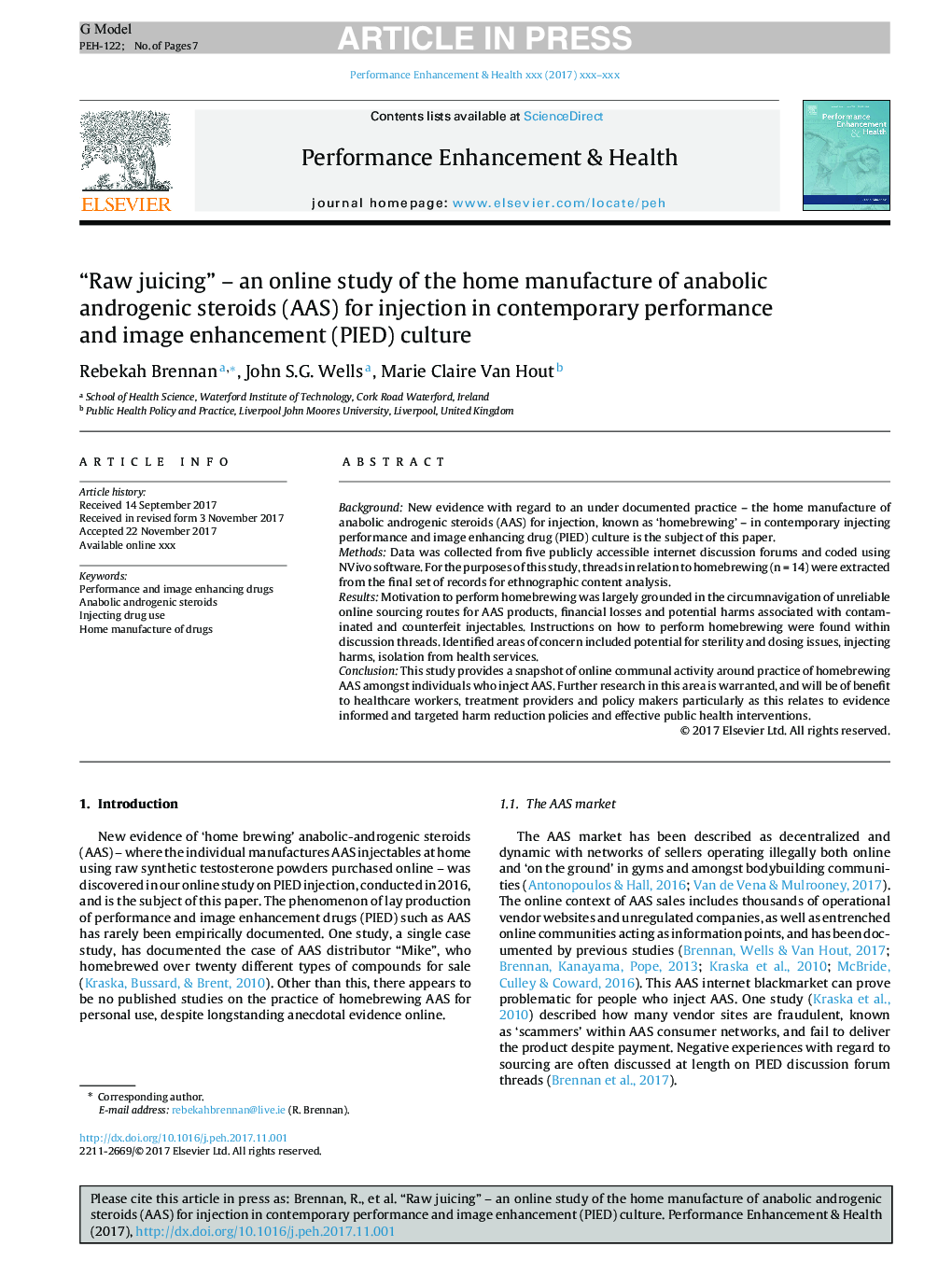 “Raw juicing” - an online study of the home manufacture of anabolic androgenic steroids (AAS) for injection in contemporary performance and image enhancement (PIED) culture