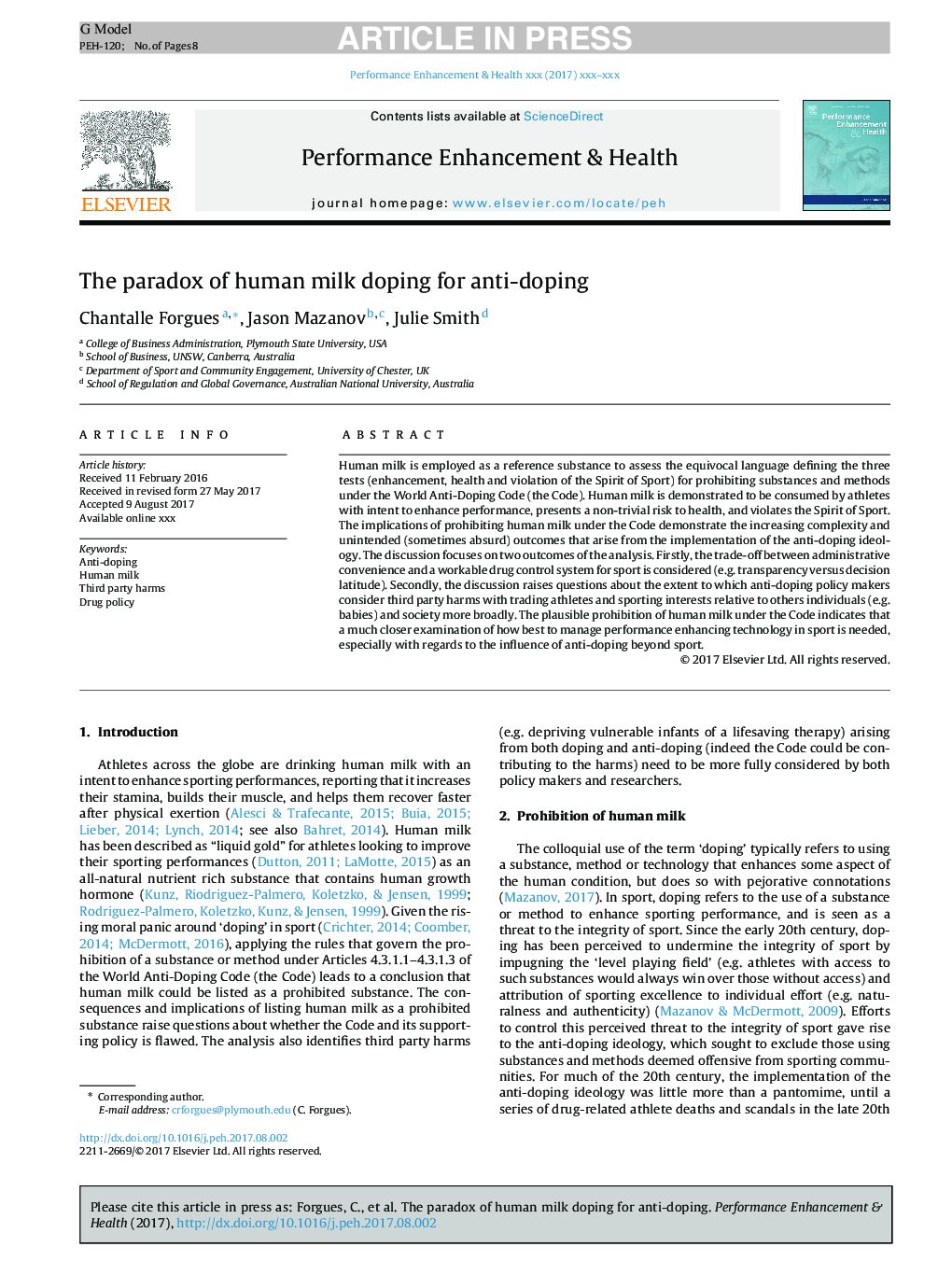 The paradox of human milk doping for anti-doping