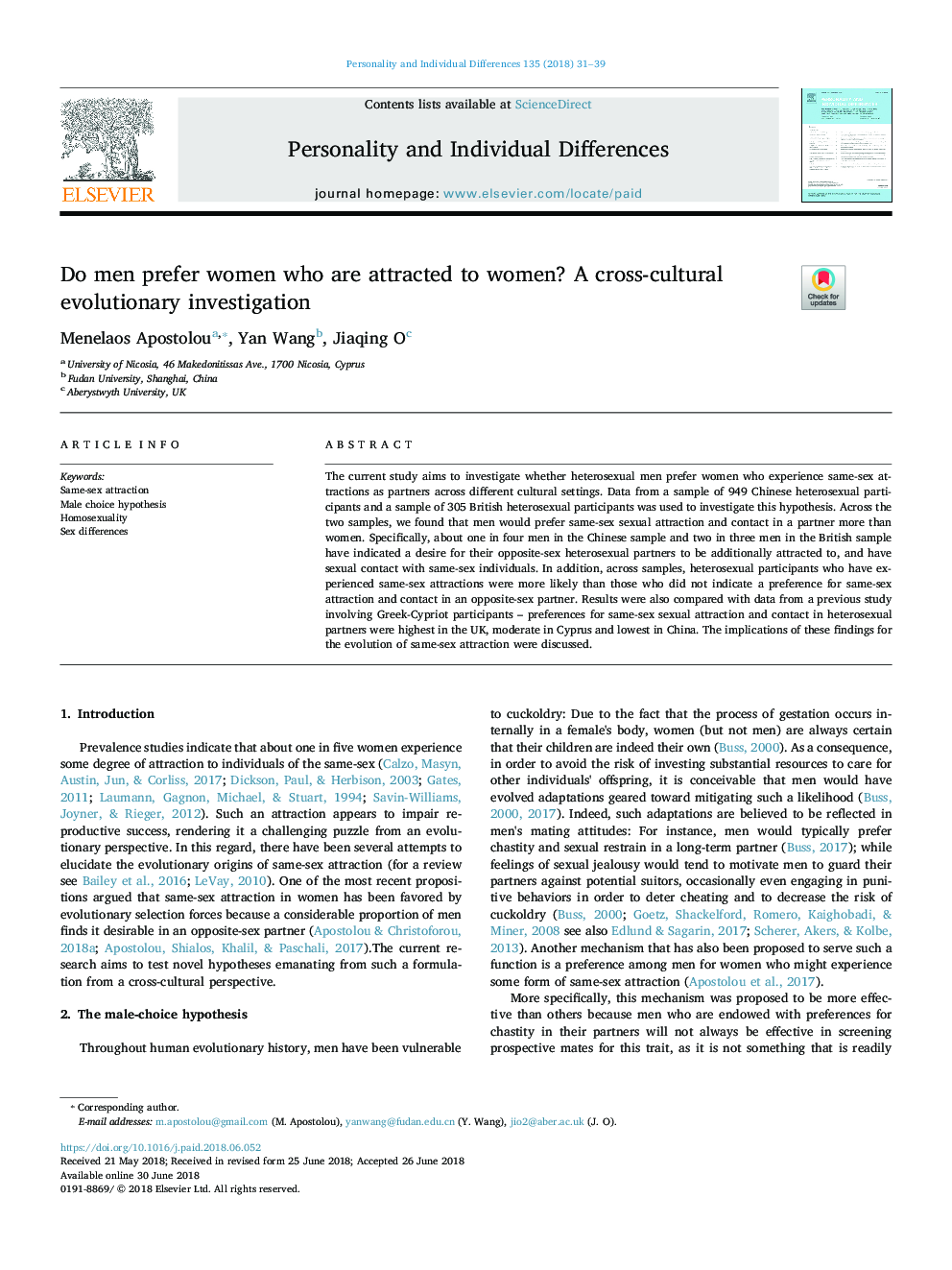 Do men prefer women who are attracted to women? A cross-cultural evolutionary investigation