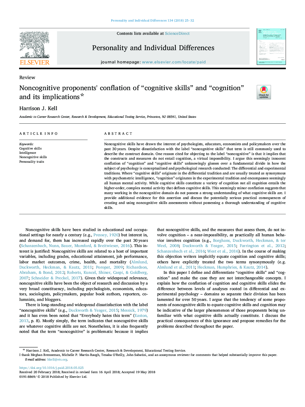 Noncognitive proponents' conflation of “cognitive skills” and “cognition” and its implications