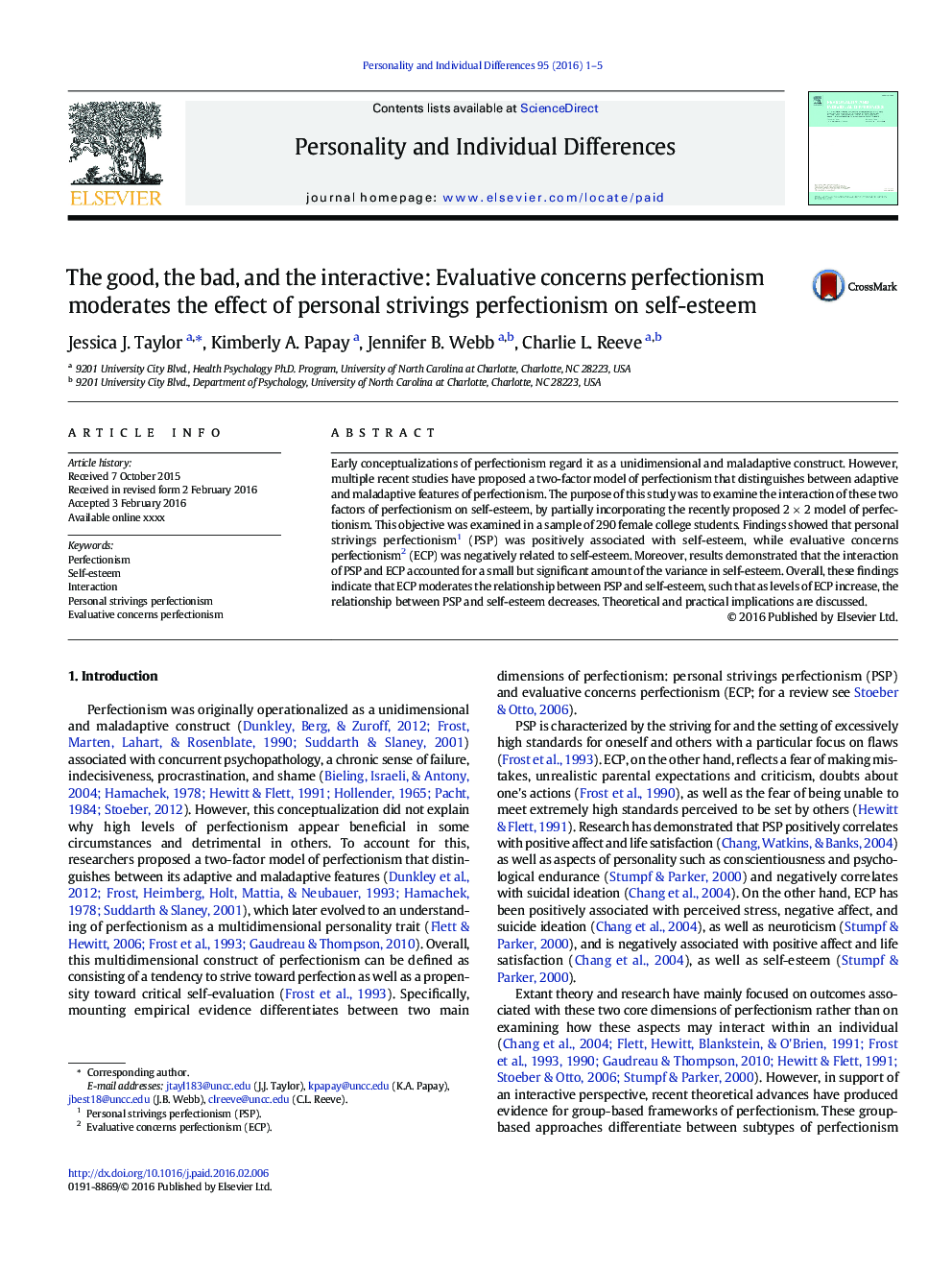 The good, the bad, and the interactive: Evaluative concerns perfectionism moderates the effect of personal strivings perfectionism on self-esteem