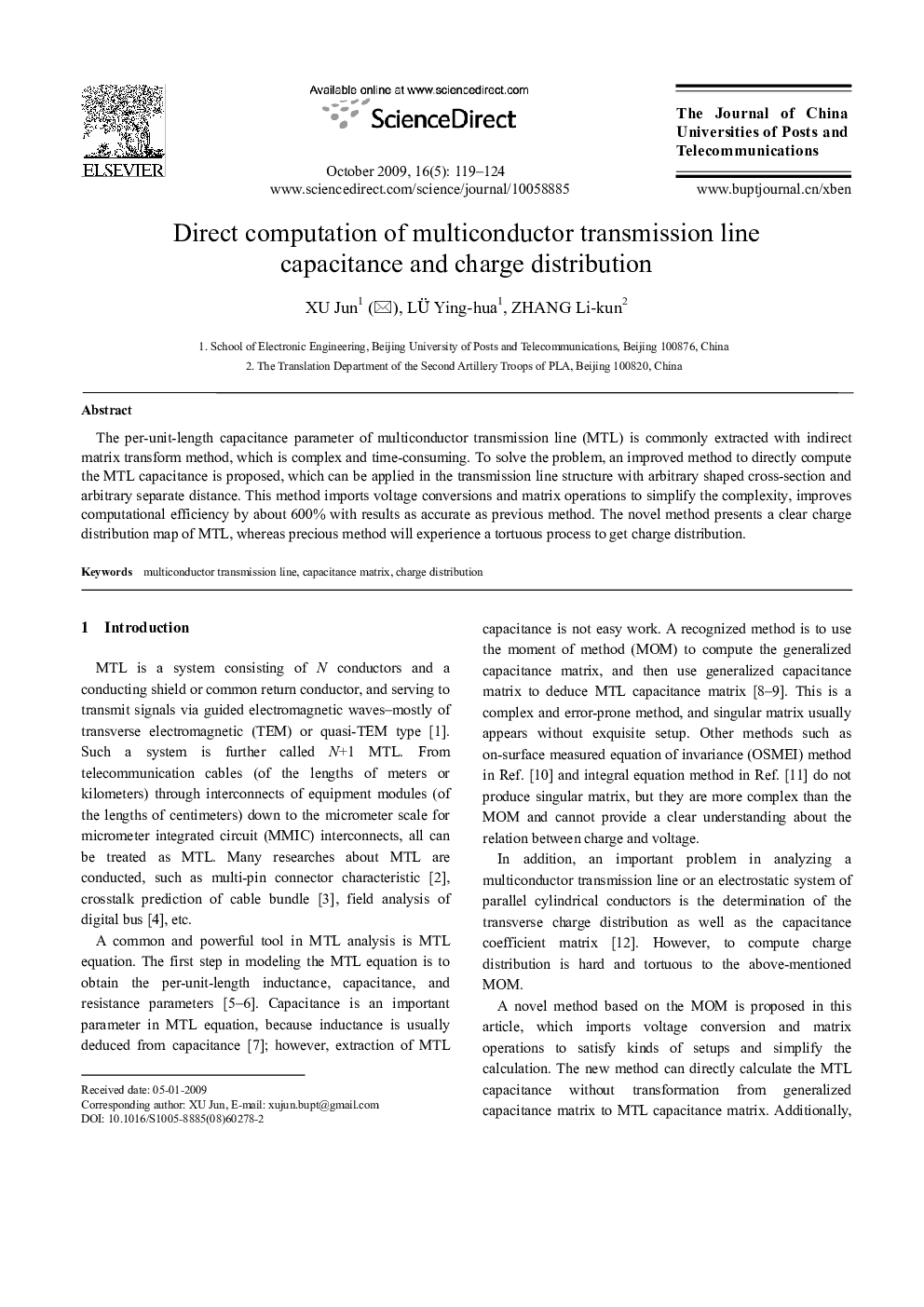 Direct computation of multiconductor transmission line capacitance and charge distribution