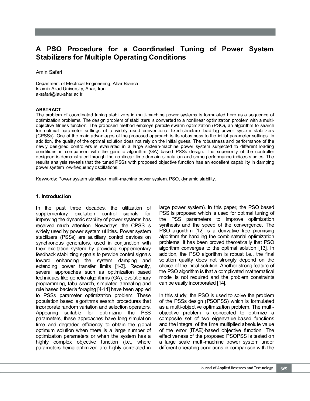 A PSO Procedure for a Coordinated Tuning of Power System Stabilizers for Multiple Operating Conditions