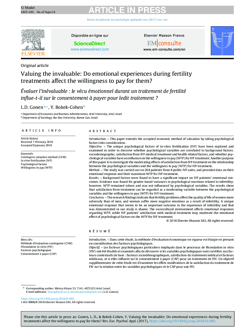 Valuing the invaluable: Do emotional experiences during fertility treatments affect the willingness to pay for them?