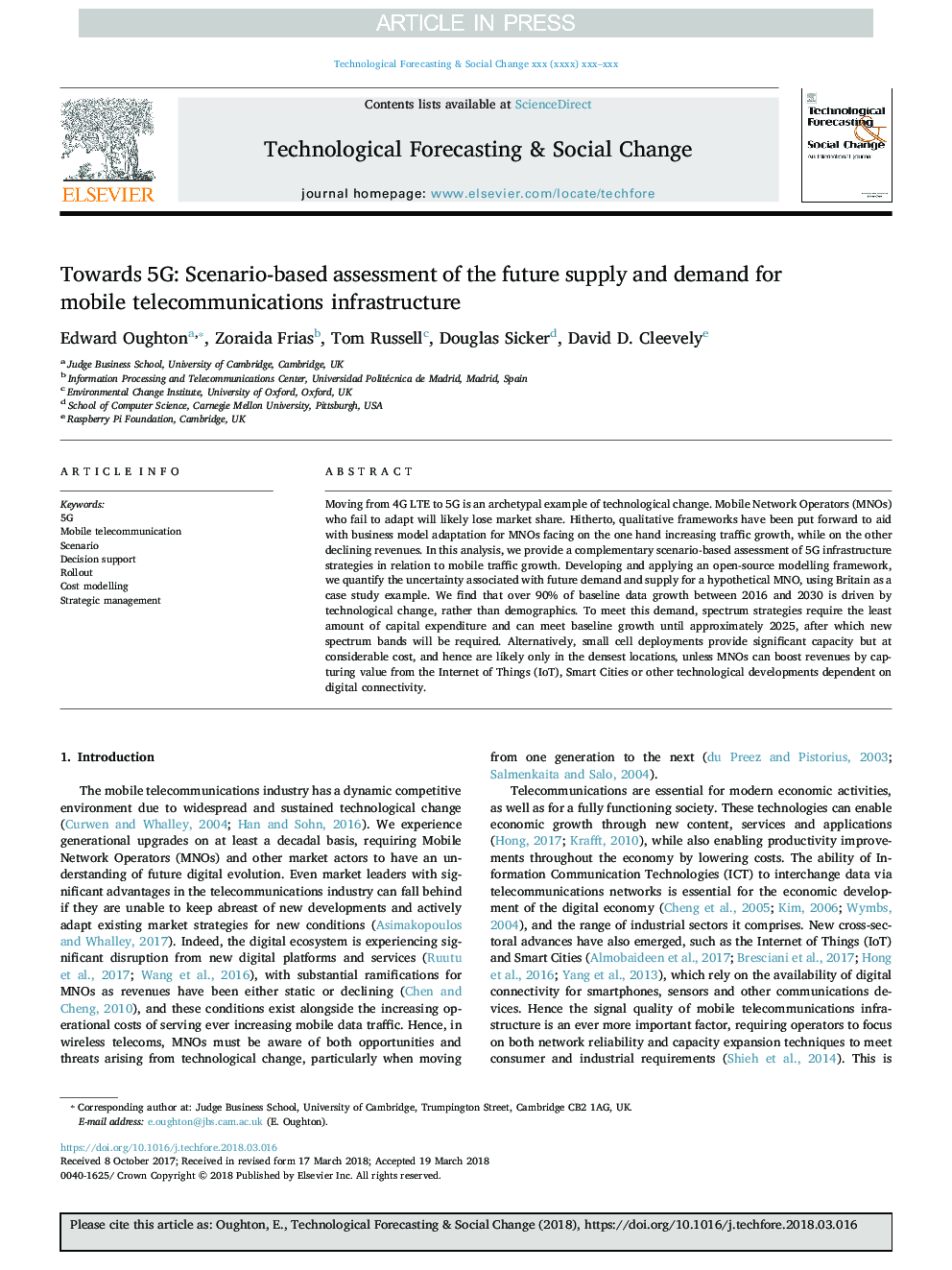 Towards 5G: Scenario-based assessment of the future supply and demand for mobile telecommunications infrastructure