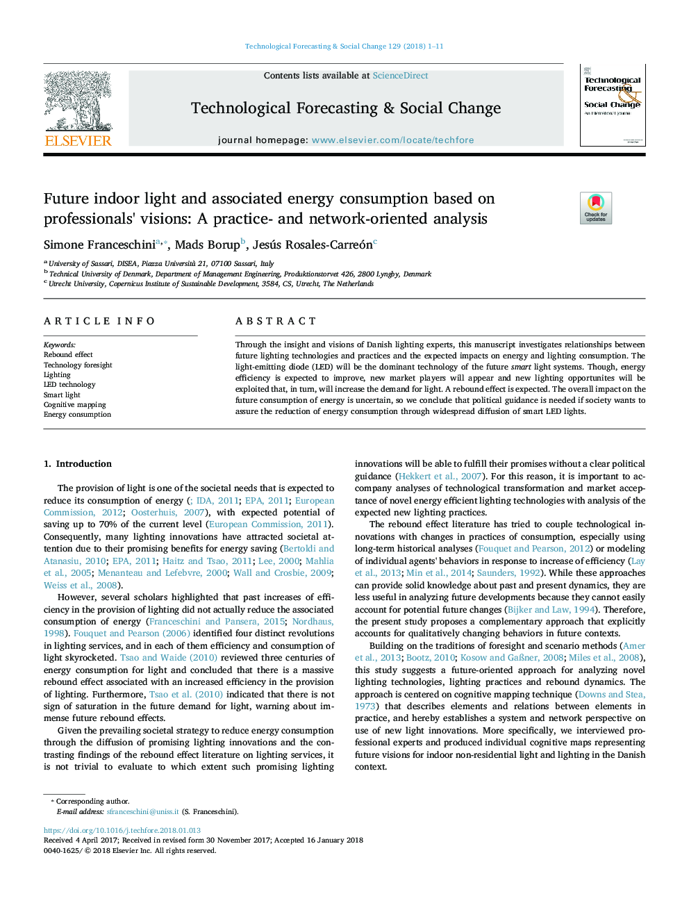 Future indoor light and associated energy consumption based on professionals' visions: A practice- and network-oriented analysis