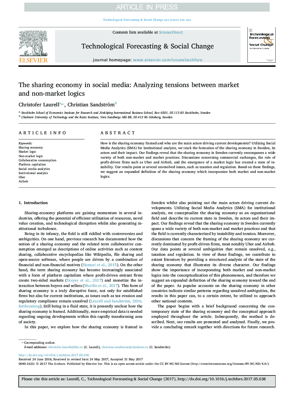 اقتصاد اشتراک در رسانه های اجتماعی: تحلیل تنش ها بین منطق های بازار و غیر بازار 