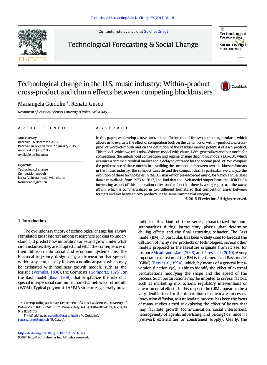 Technological change in the U.S. music industry: Within-product, cross-product and churn effects between competing blockbusters