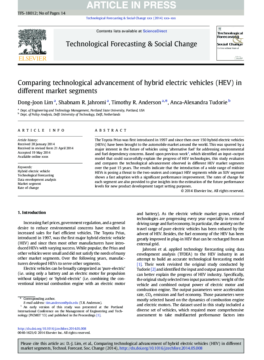 Comparing technological advancement of hybrid electric vehicles (HEV) in different market segments