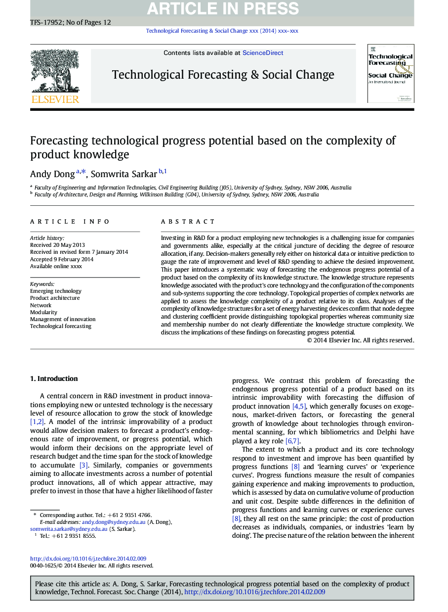 Forecasting technological progress potential based on the complexity of product knowledge