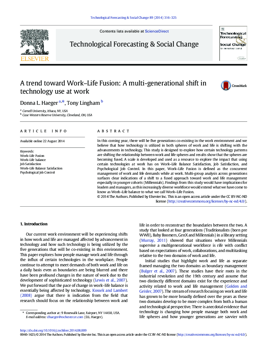 A trend toward Work-Life Fusion: A multi-generational shift in technology use at work