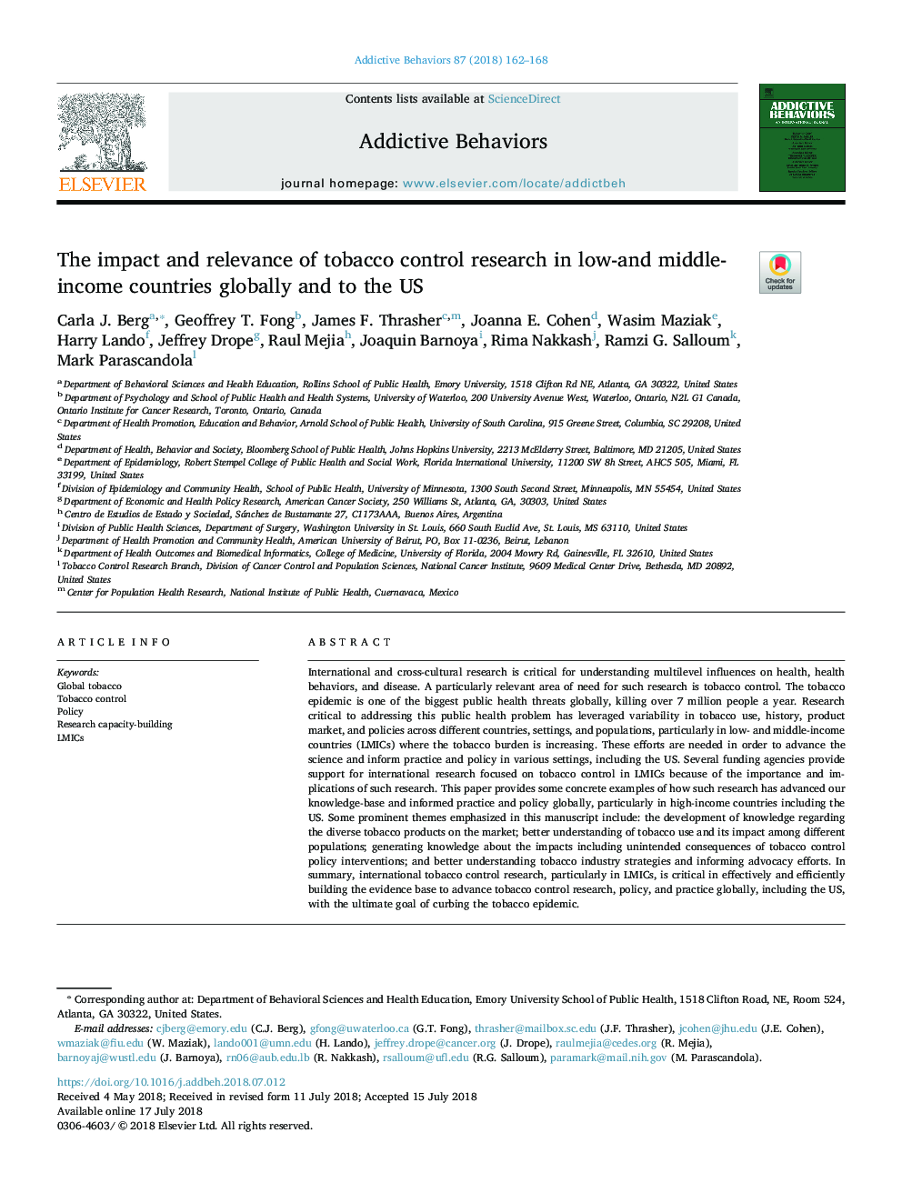 The impact and relevance of tobacco control research in low-and middle-income countries globally and to the US