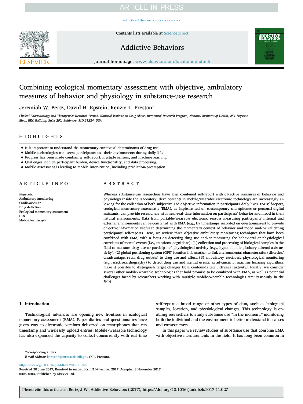 Combining ecological momentary assessment with objective, ambulatory measures of behavior and physiology in substance-use research