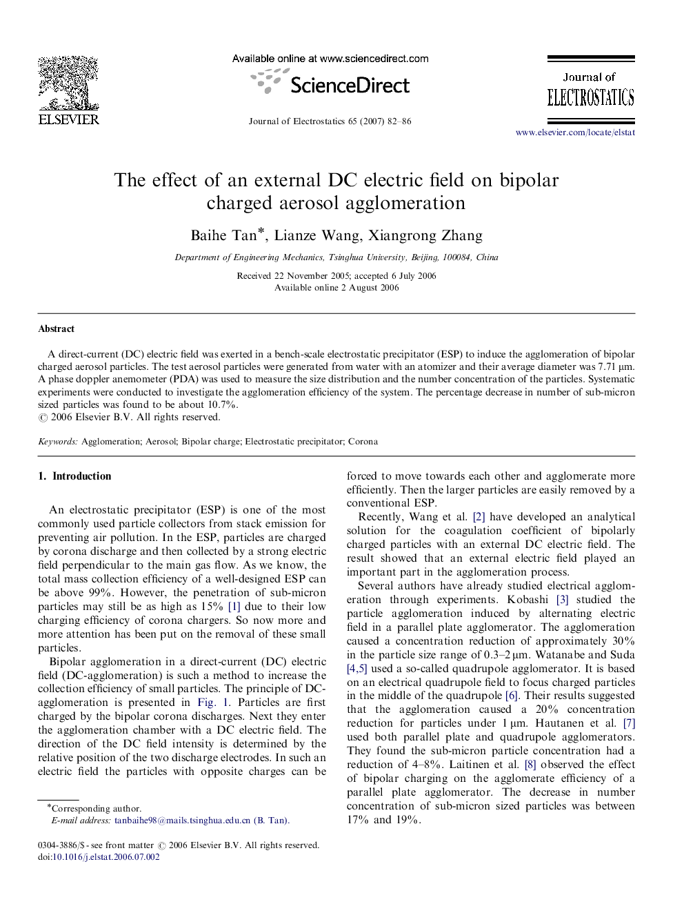 The effect of an external DC electric field on bipolar charged aerosol agglomeration