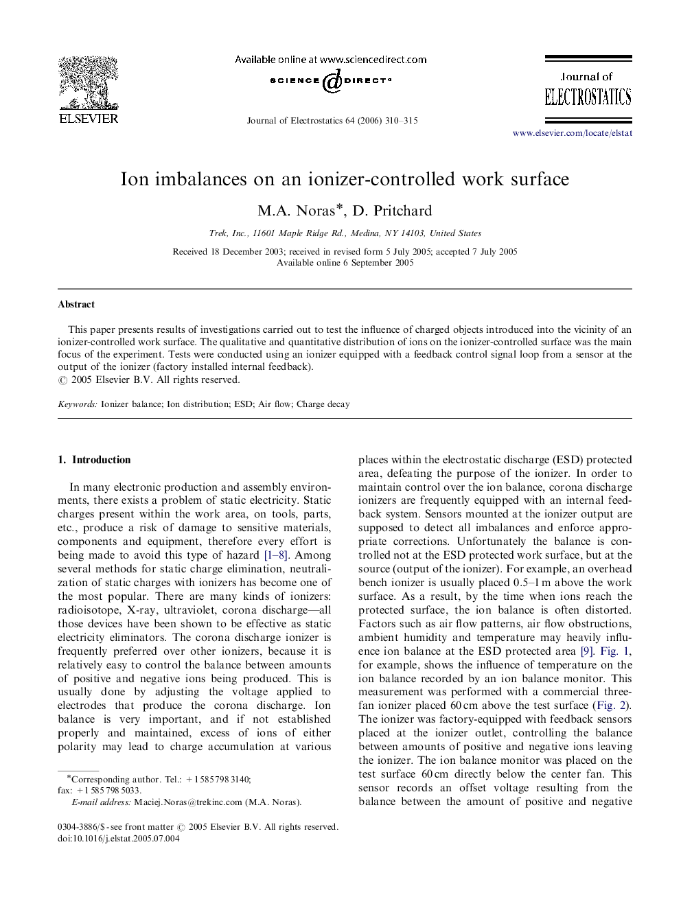 Ion imbalances on an ionizer-controlled work surface