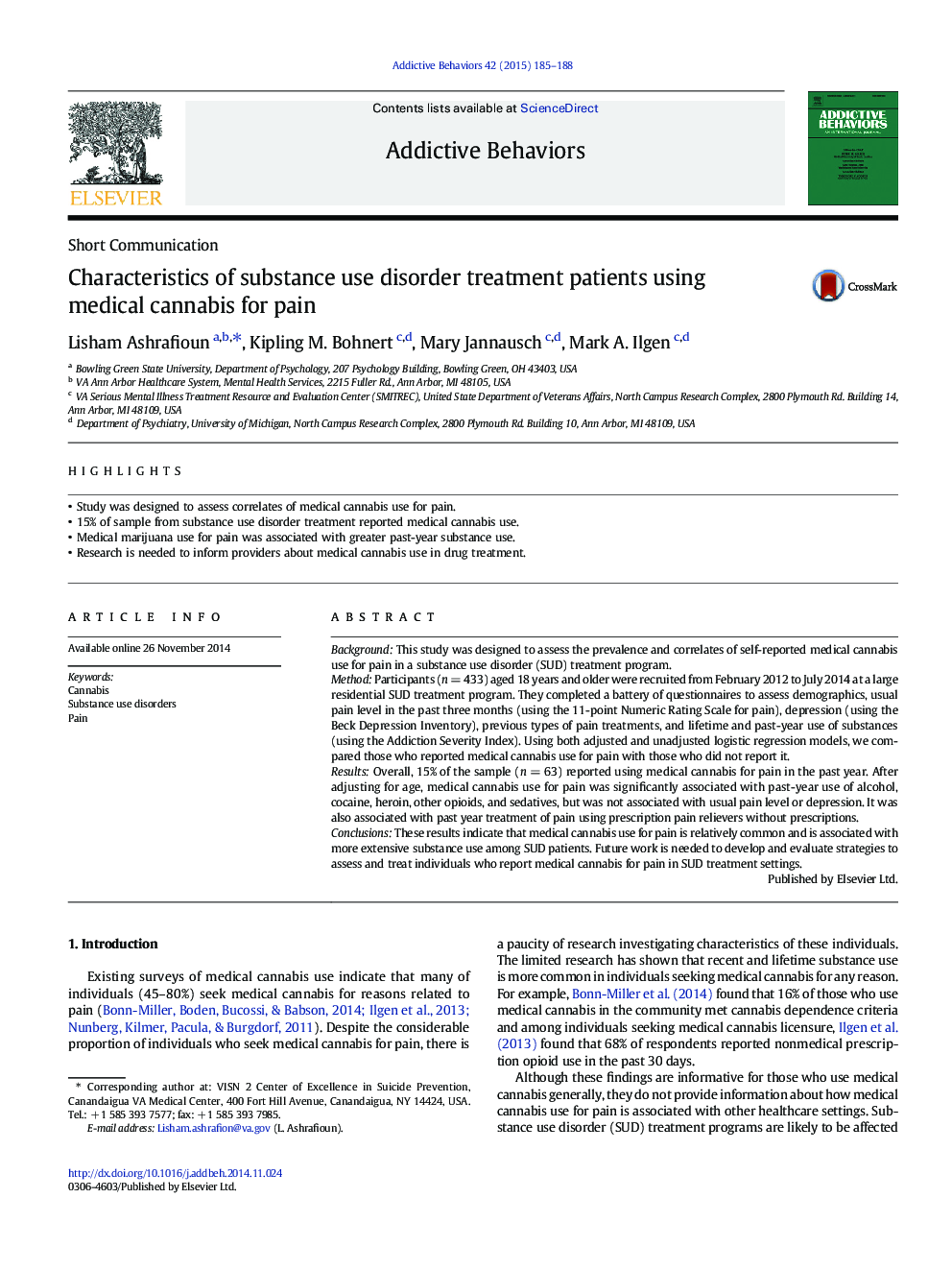 Characteristics of substance use disorder treatment patients using medical cannabis for pain