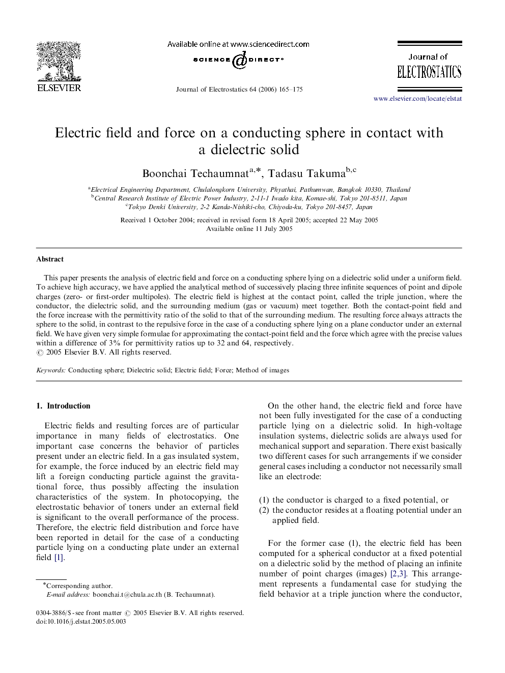 Electric field and force on a conducting sphere in contact with a dielectric solid