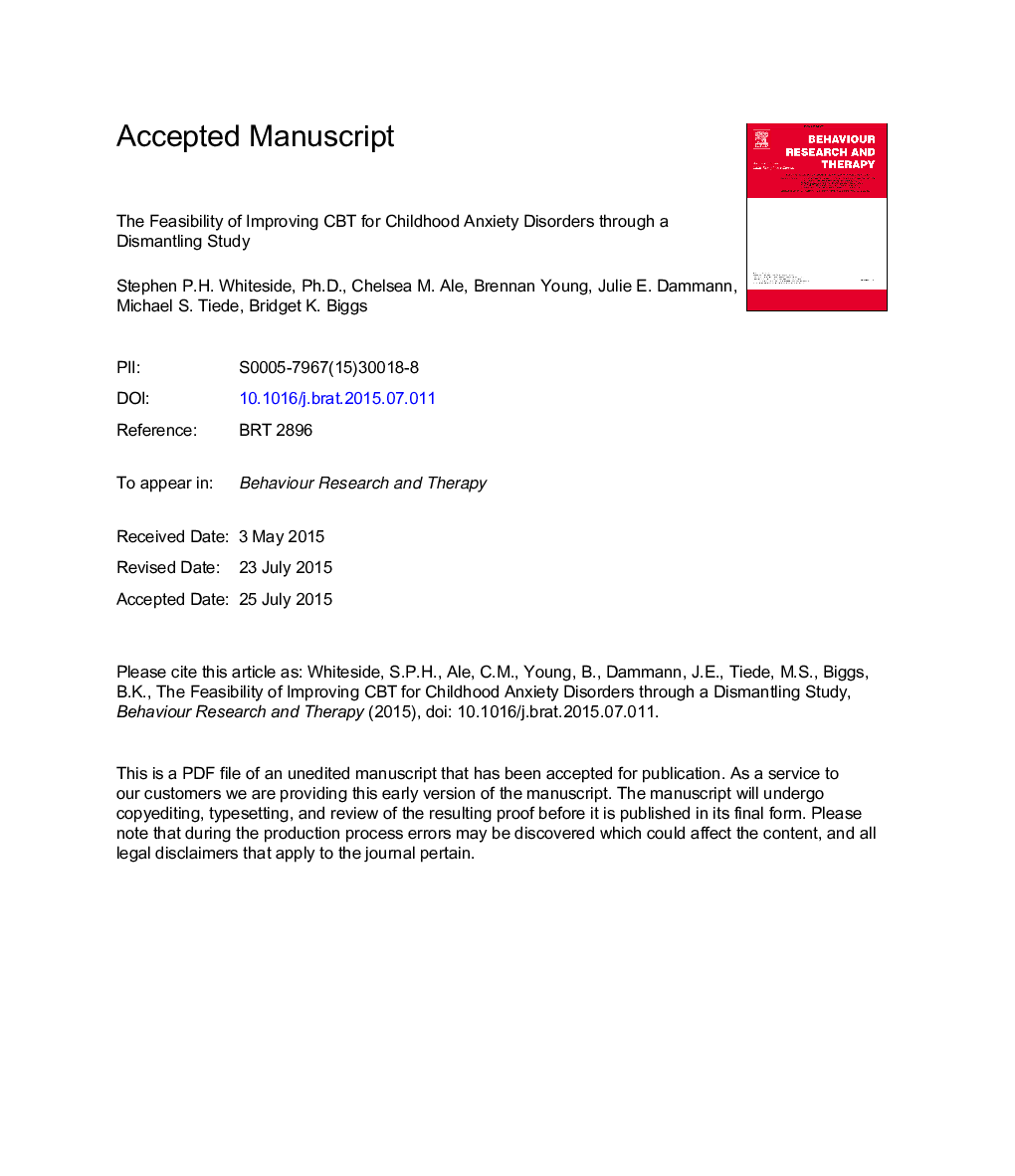 The feasibility of improving CBT for childhood anxiety disorders through a dismantling study