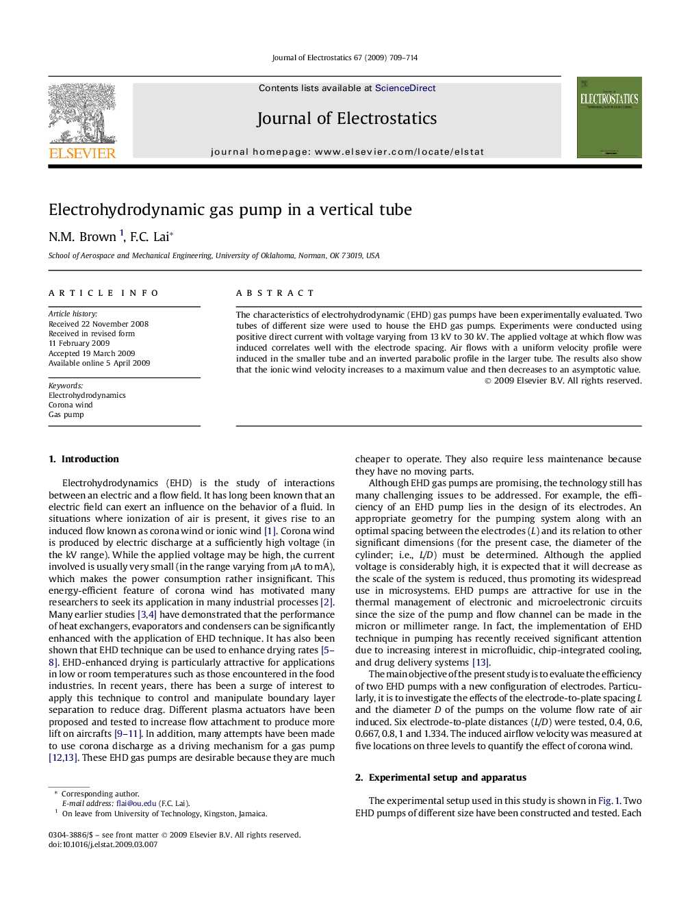 Electrohydrodynamic gas pump in a vertical tube