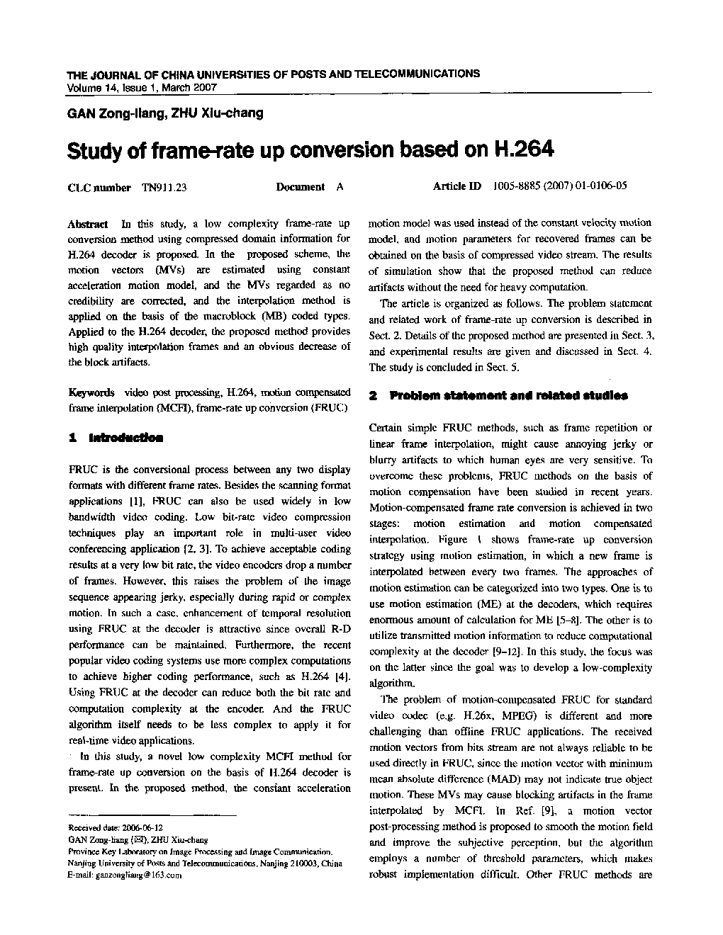 Study of frame-rate up conversion based on H.264