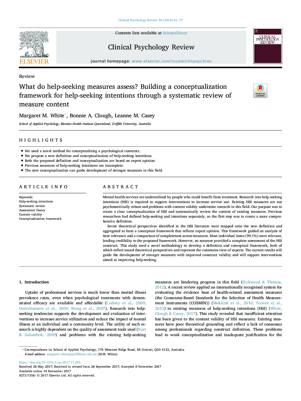 What do help-seeking measures assess? Building a conceptualization framework for help-seeking intentions through a systematic review of measure content