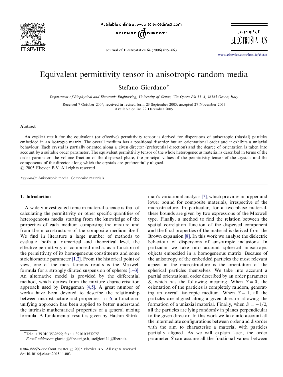 Equivalent permittivity tensor in anisotropic random media