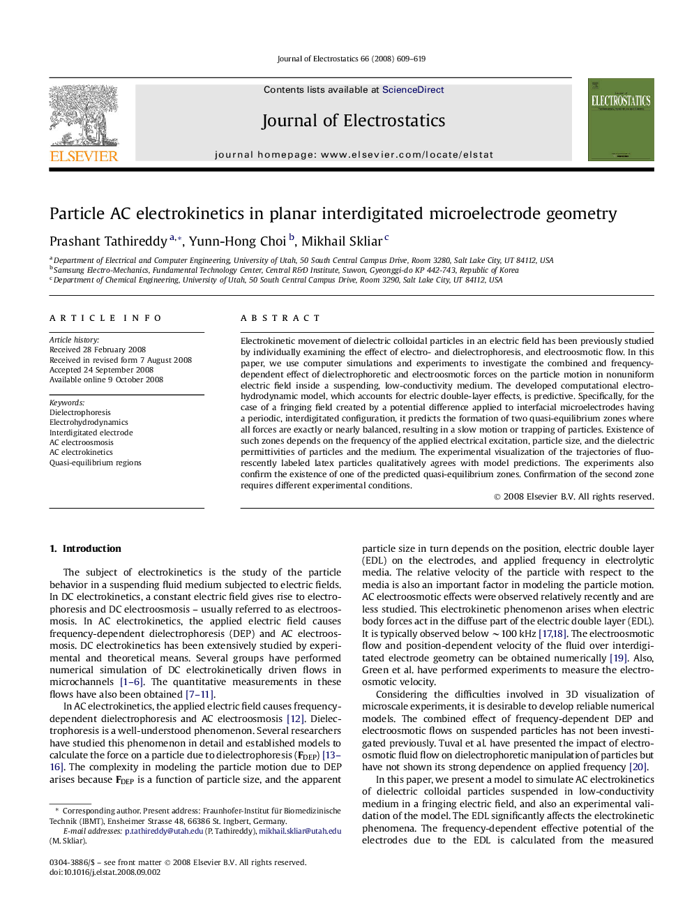 Particle AC electrokinetics in planar interdigitated microelectrode geometry