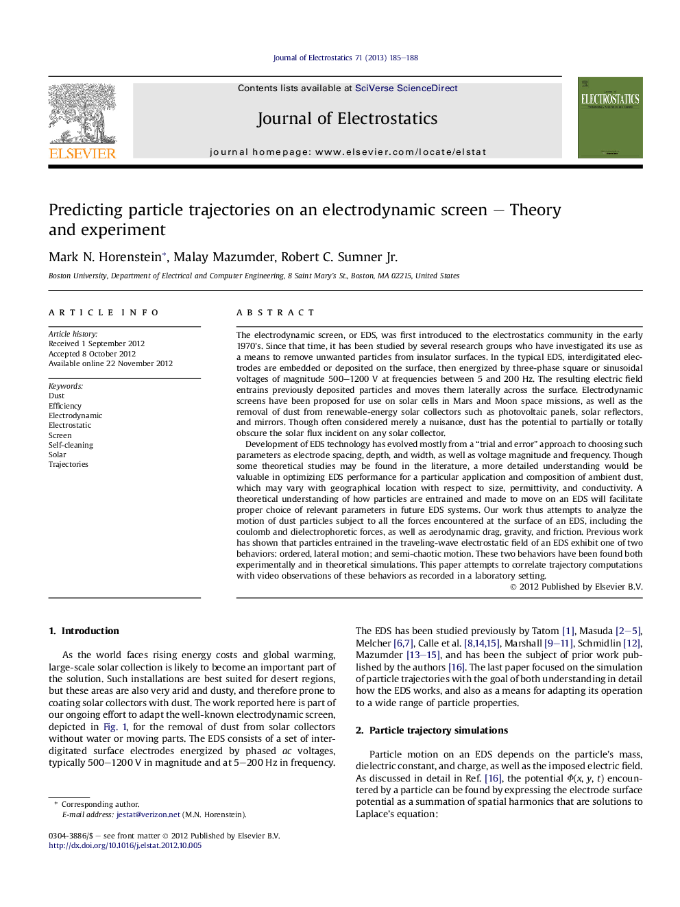 Predicting particle trajectories on an electrodynamic screen – Theory and experiment