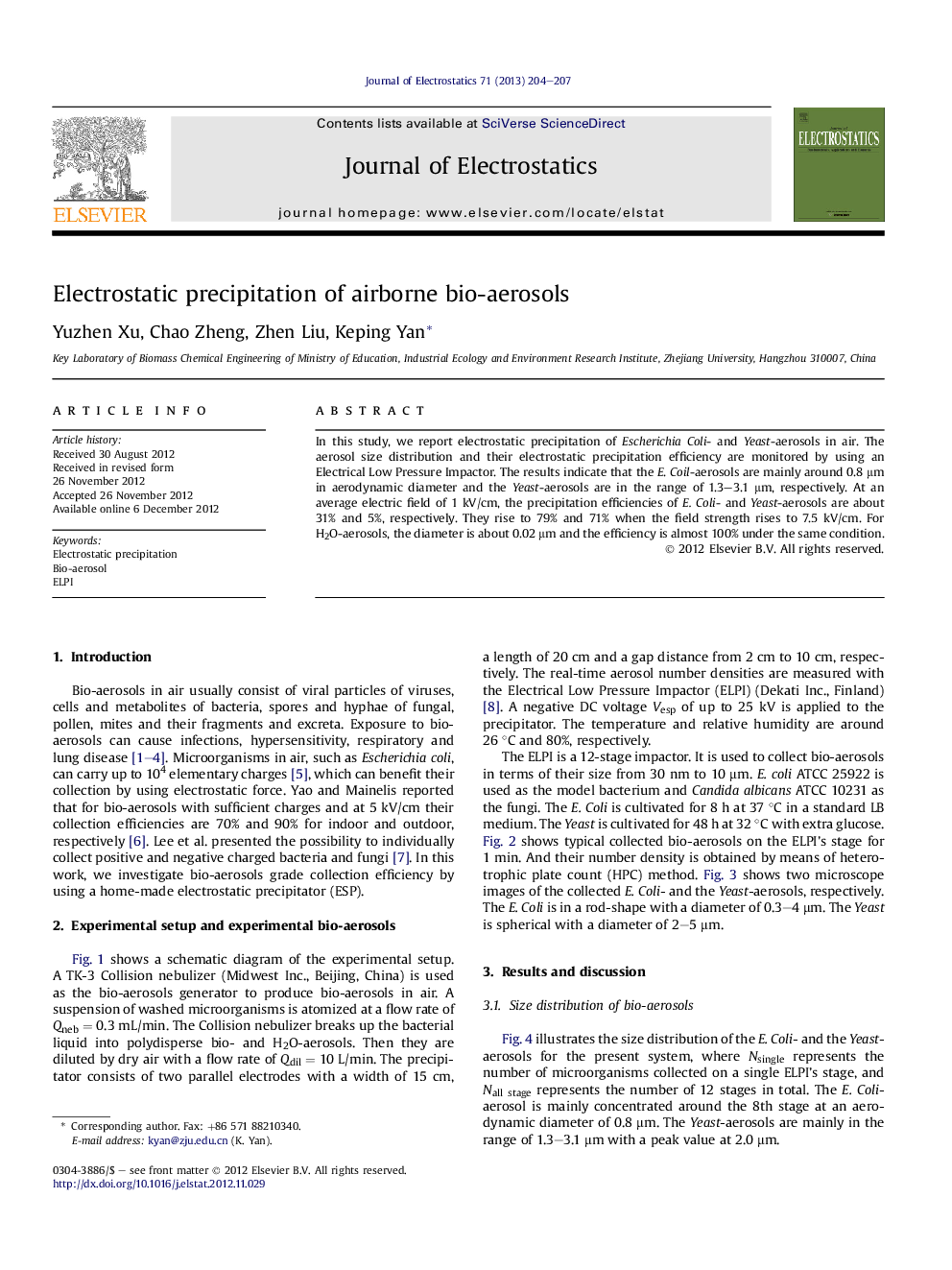 Electrostatic precipitation of airborne bio-aerosols