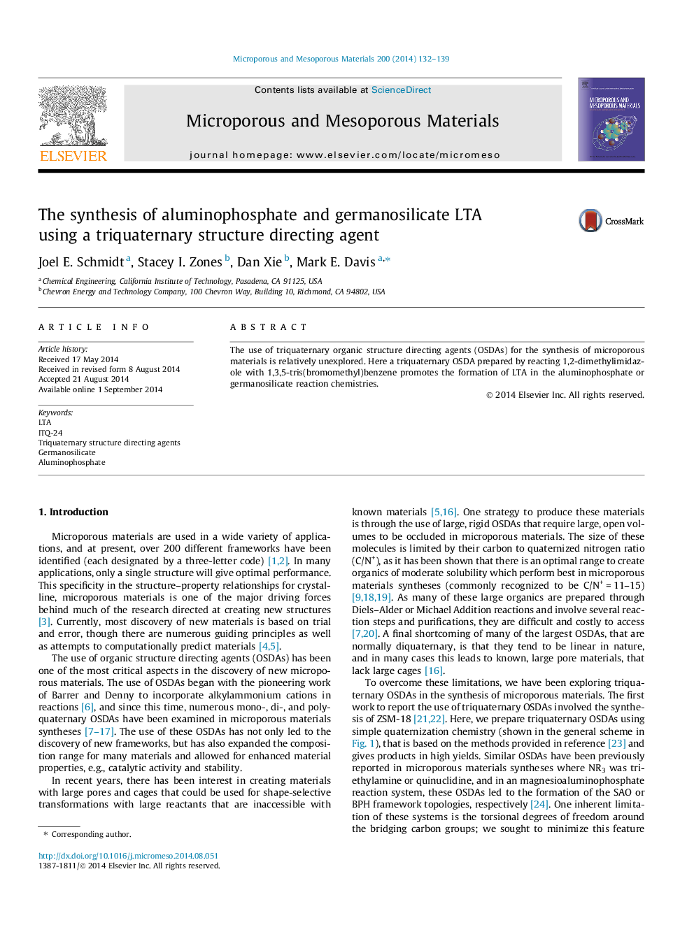 The synthesis of aluminophosphate and germanosilicate LTA using a triquaternary structure directing agent