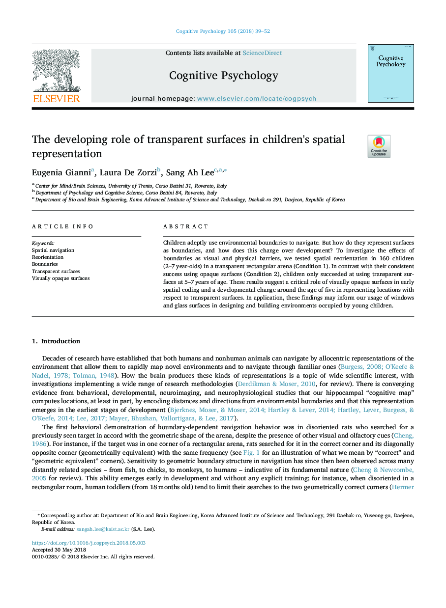 The developing role of transparent surfaces in children's spatial representation