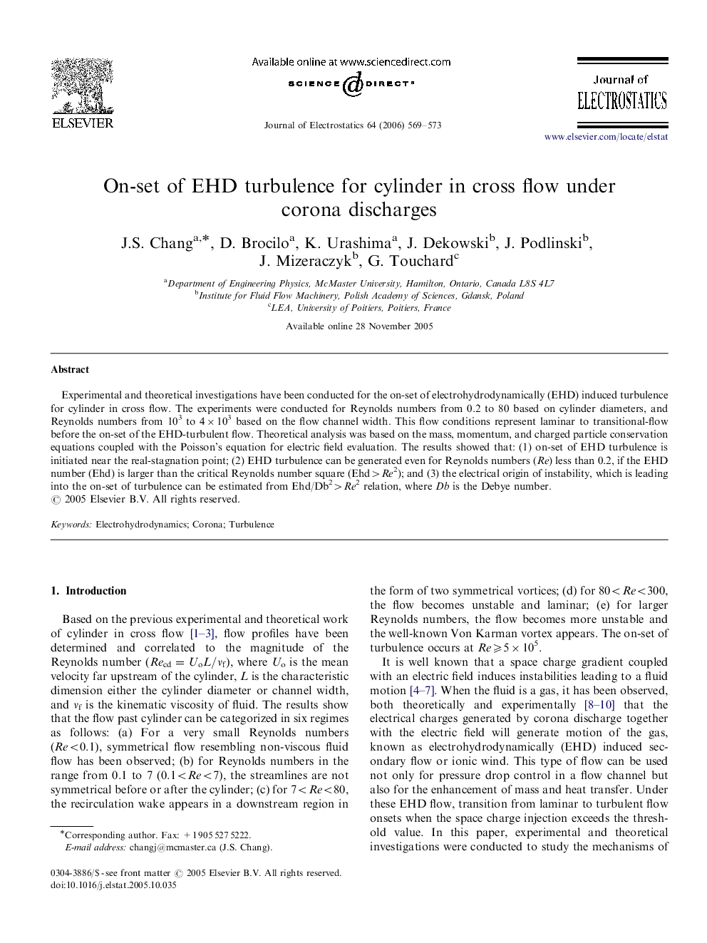 On-set of EHD turbulence for cylinder in cross flow under corona discharges