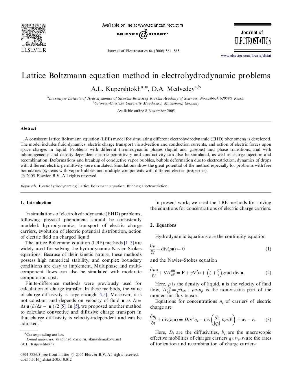 Lattice Boltzmann equation method in electrohydrodynamic problems