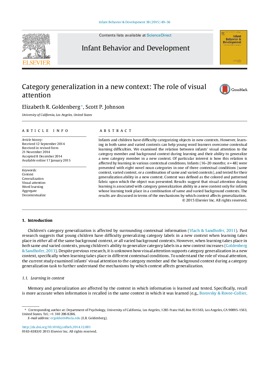 Category generalization in a new context: The role of visual attention