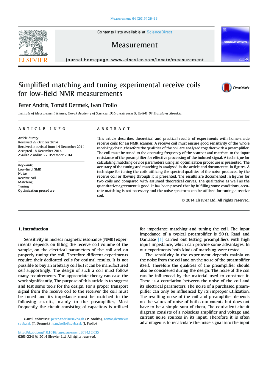 Simplified matching and tuning experimental receive coils for low-field NMR measurements