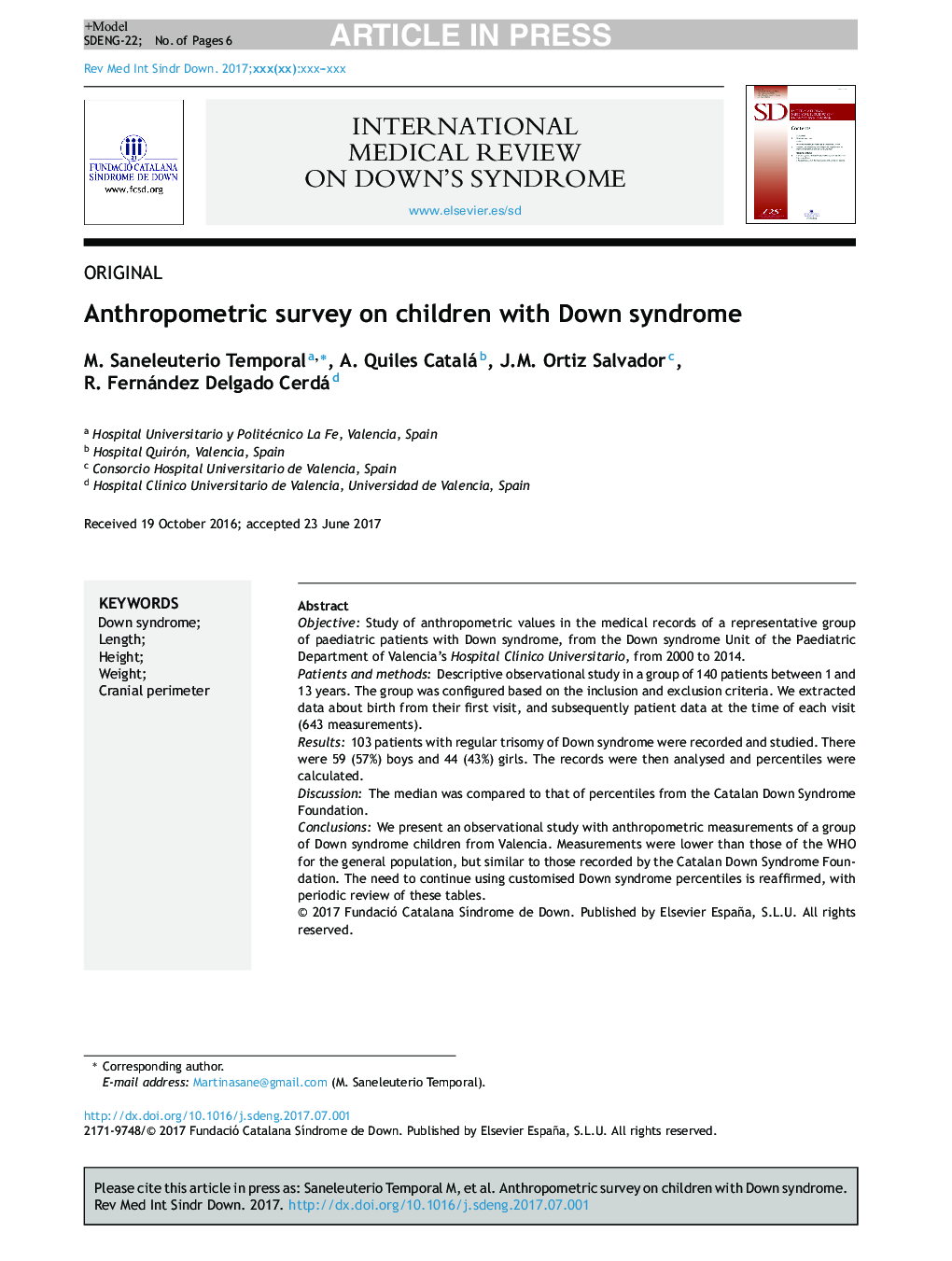 بررسی انترپومتری برای کودکان مبتلا به سندرم داون 