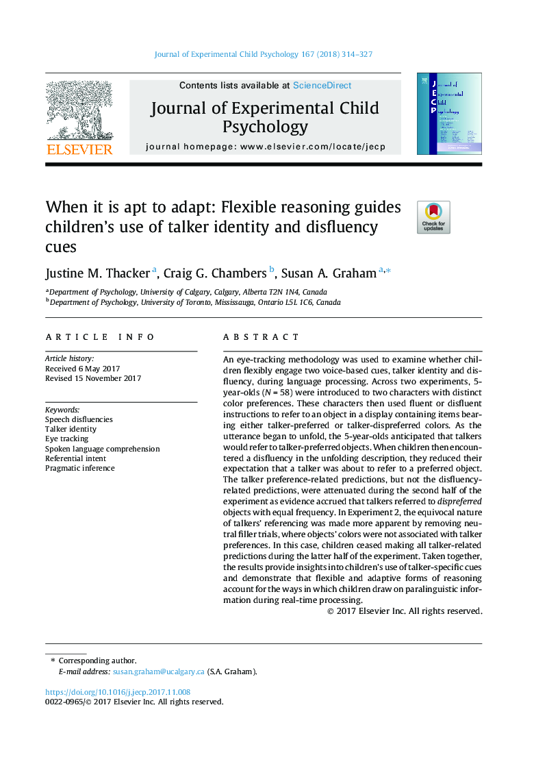 When it is apt to adapt: Flexible reasoning guides children's use of talker identity and disfluency cues