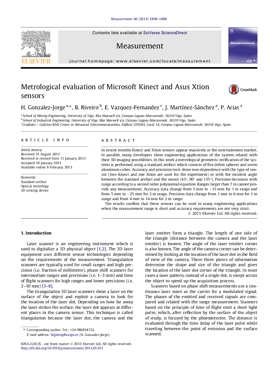 Metrological evaluation of Microsoft Kinect and Asus Xtion sensors