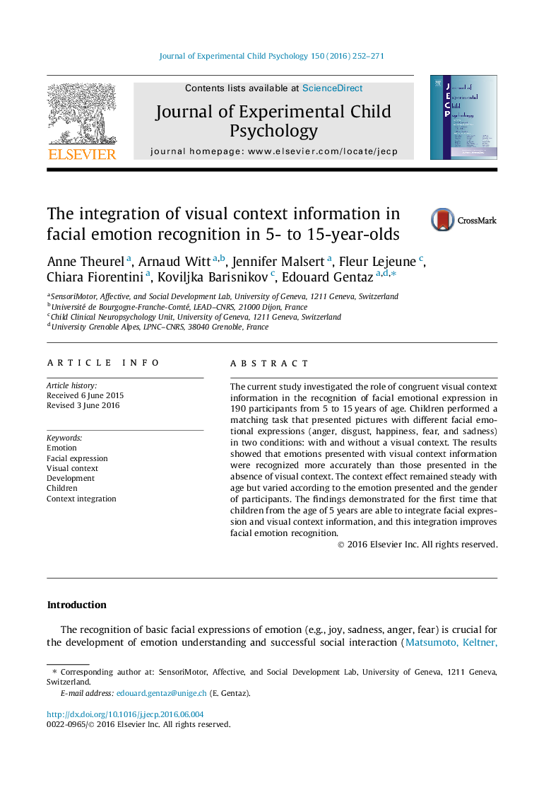 The integration of visual context information in facial emotion recognition in 5- to 15-year-olds