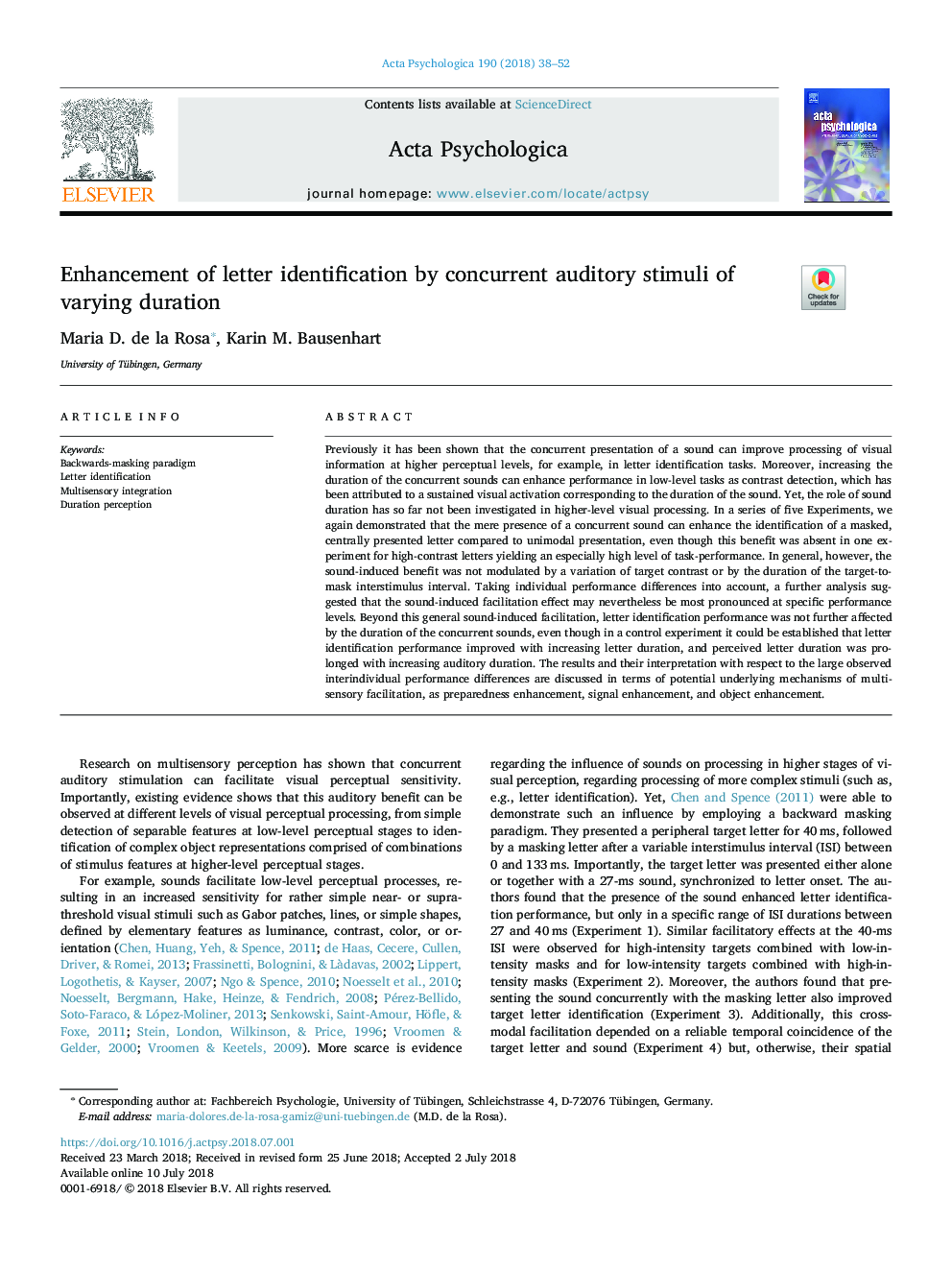 Enhancement of letter identification by concurrent auditory stimuli of varying duration