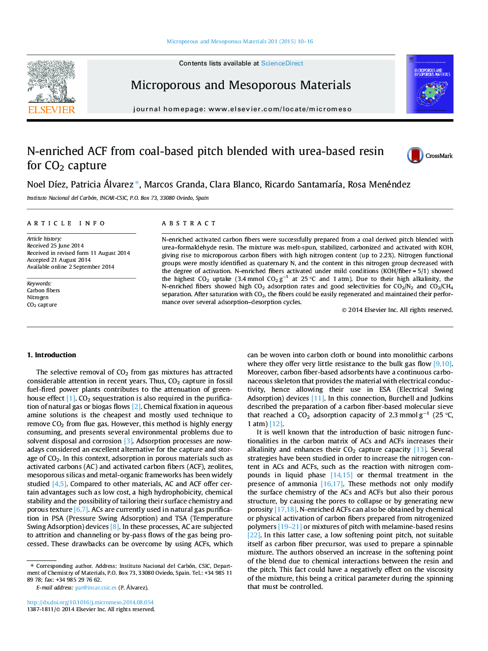 N-enriched ACF from coal-based pitch blended with urea-based resin for CO2 capture