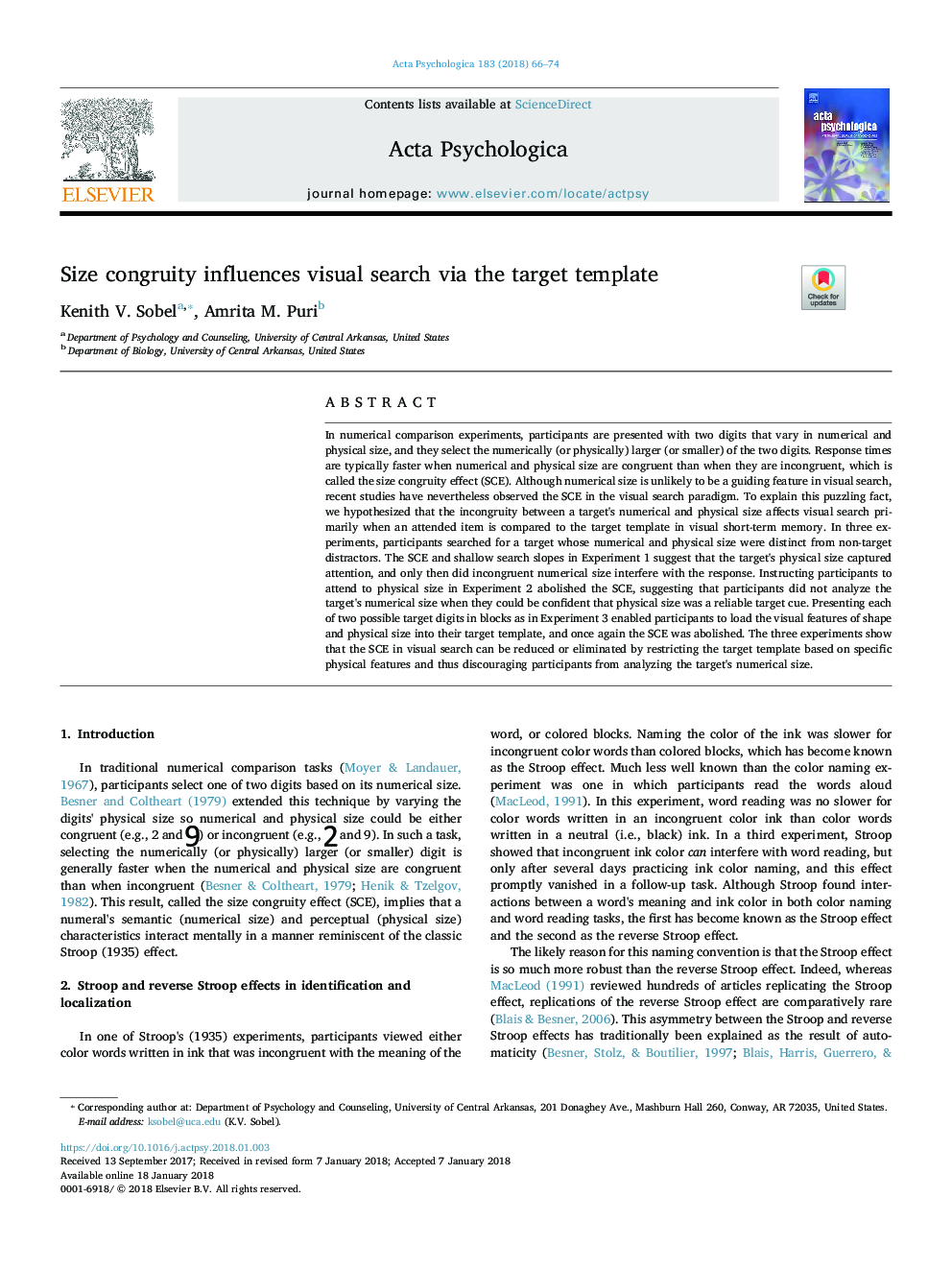 Size congruity influences visual search via the target template