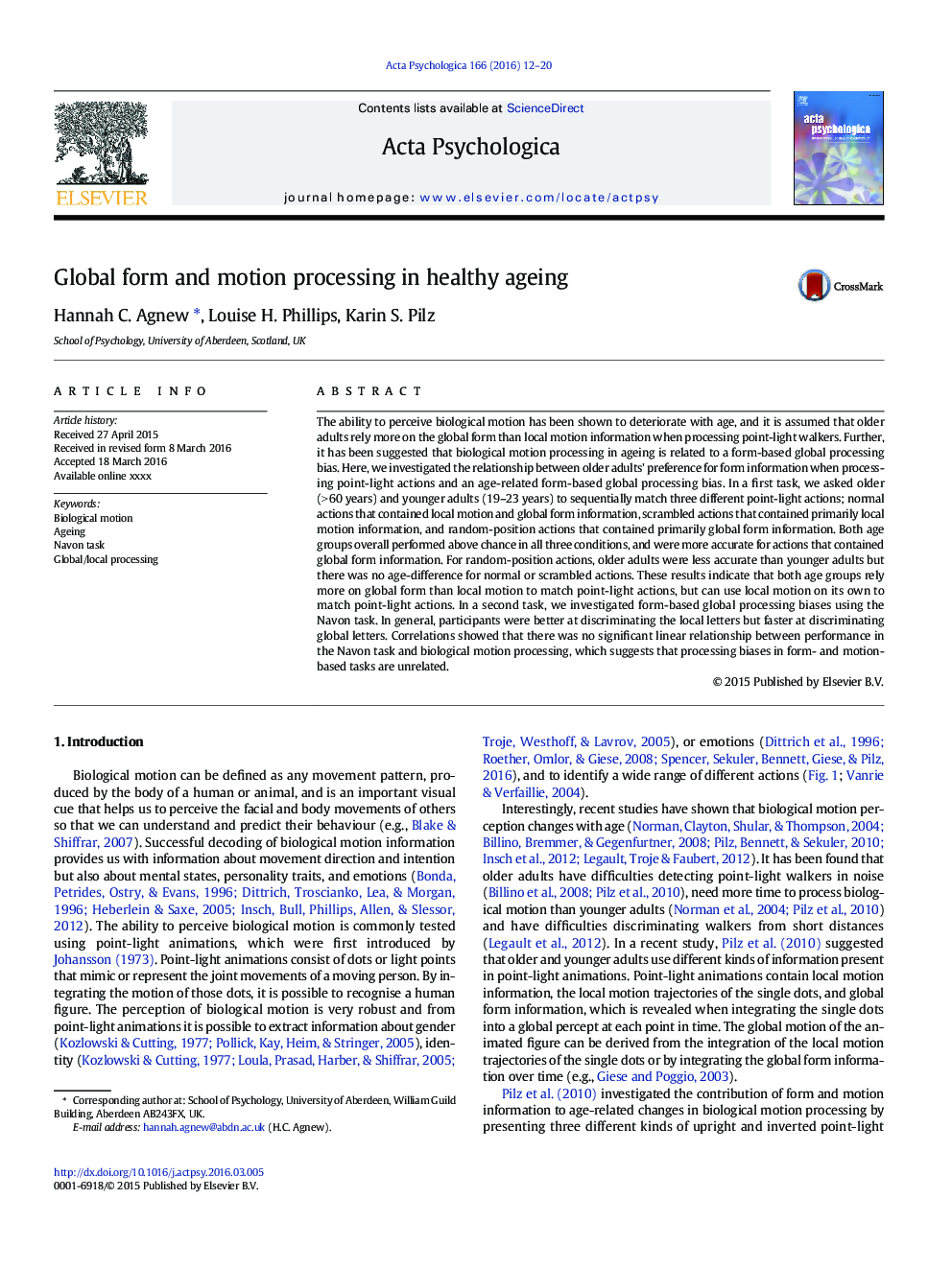 Global form and motion processing in healthy ageing