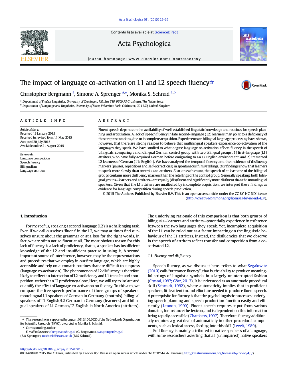 The impact of language co-activation on L1 and L2 speech fluency