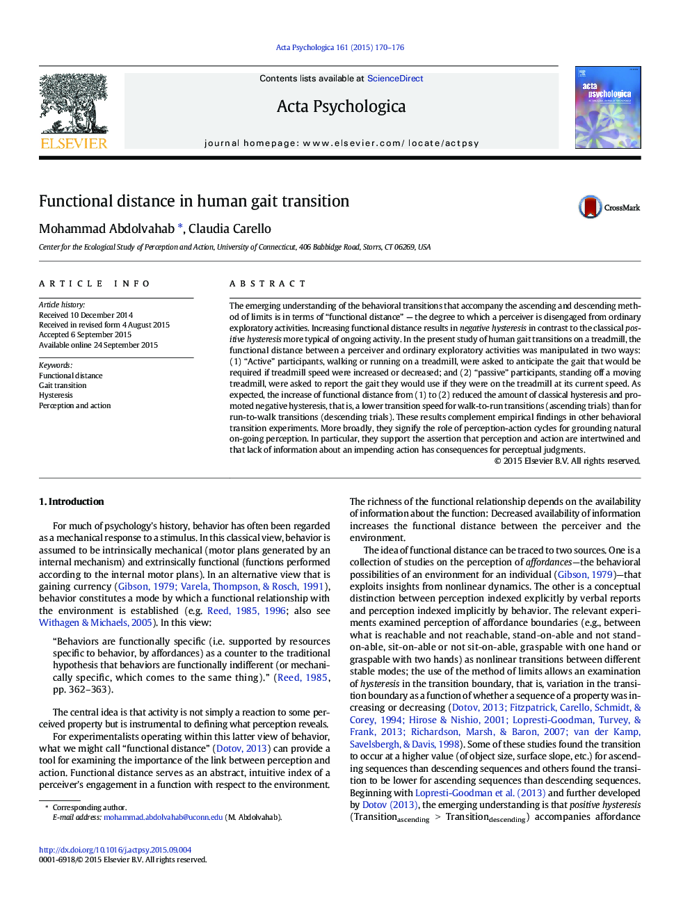 Functional distance in human gait transition