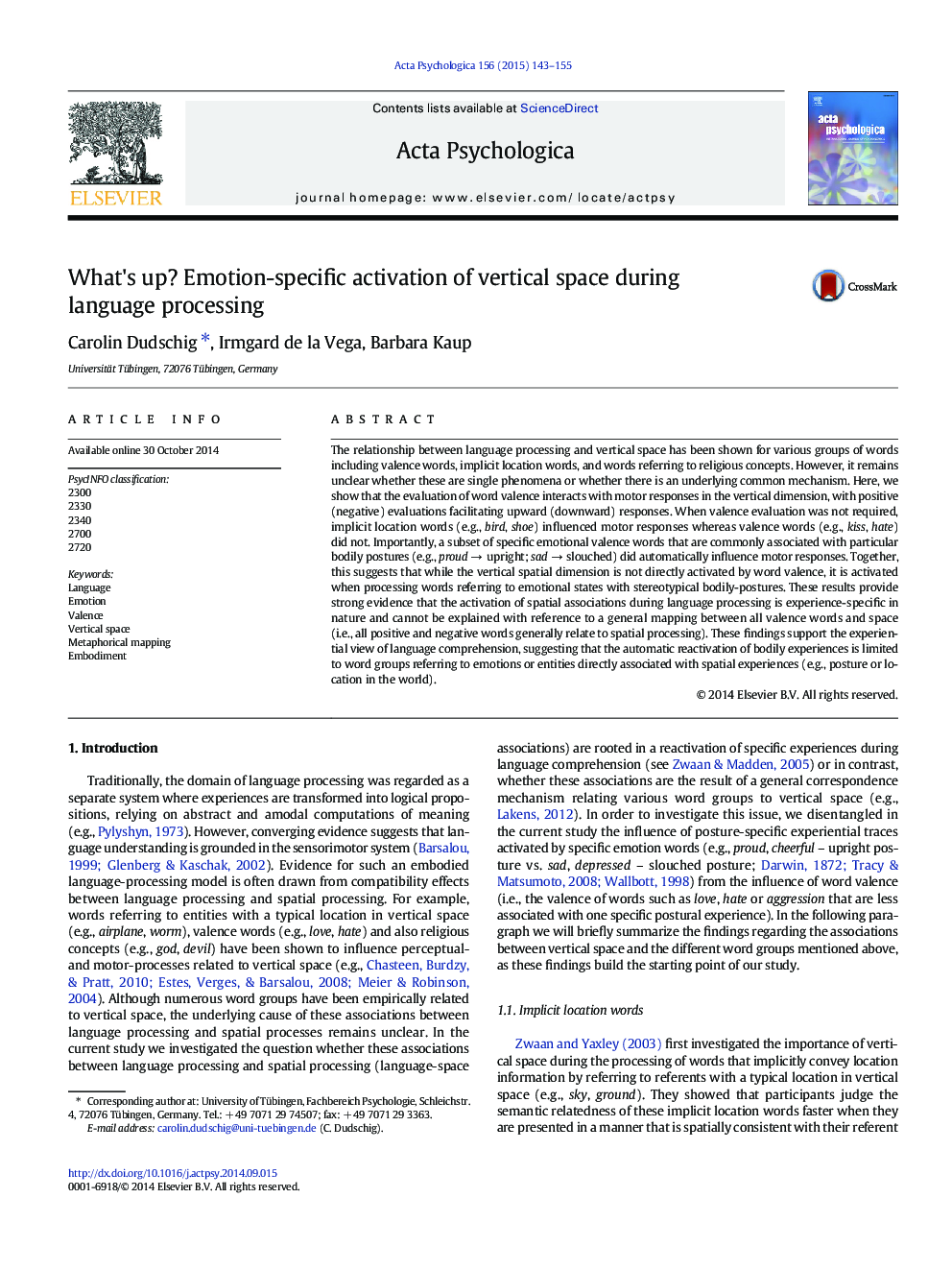 What's up? Emotion-specific activation of vertical space during language processing