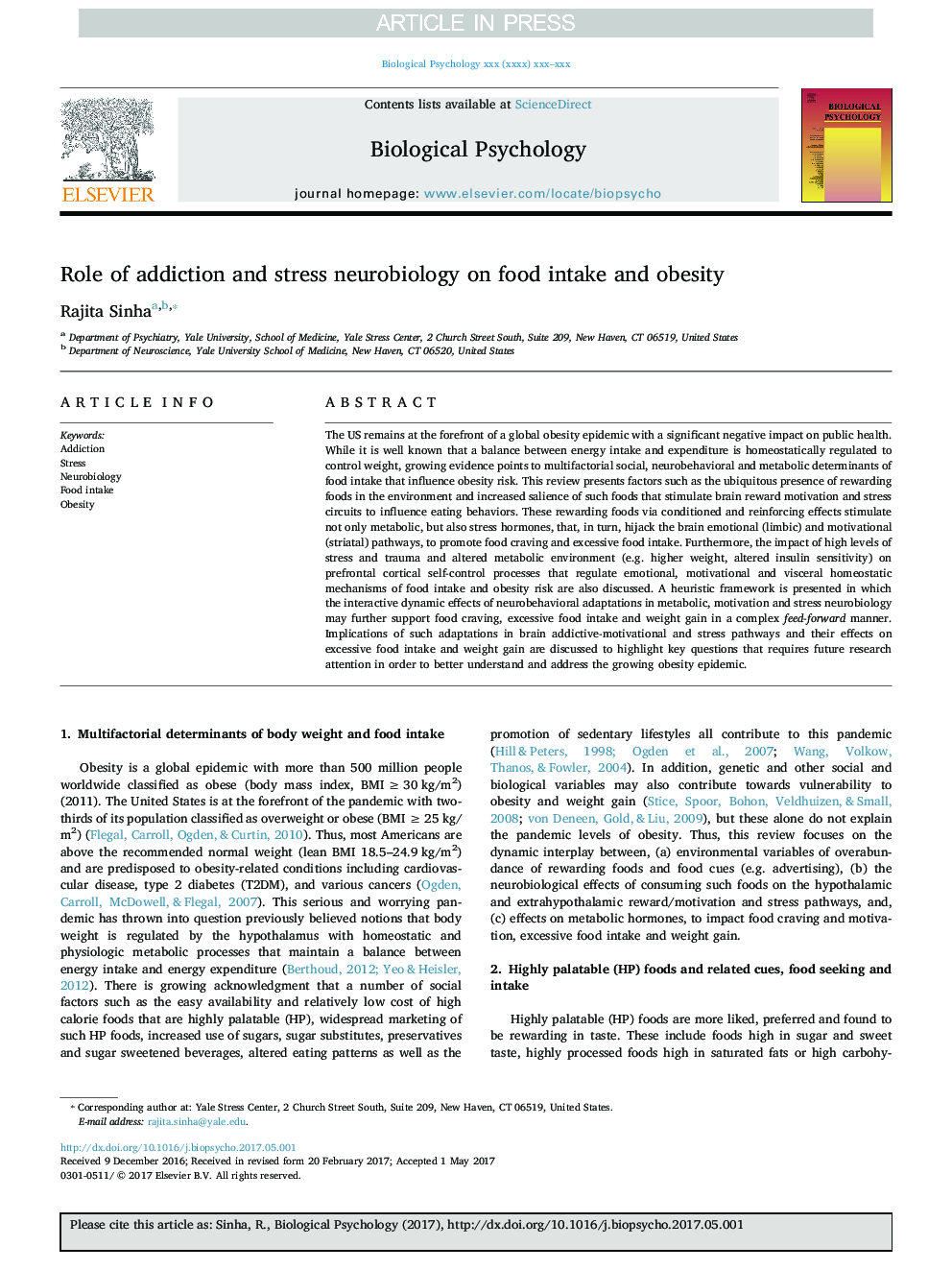 Role of addiction and stress neurobiology on food intake and obesity